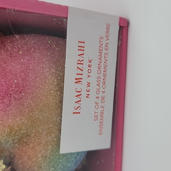 Isaac Mizrahi 4 Pack Rainbow Blown Glass Heart Ornaments - Picture 5 of 5